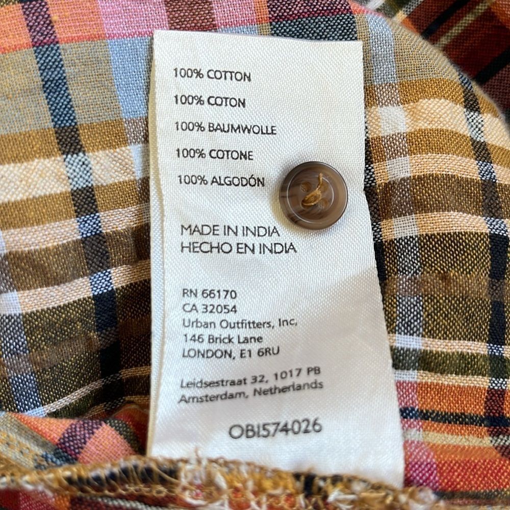 Anthropologie Pilcro Multicolor Plaid Tie Neck Blouse S - Picture 6 of 10